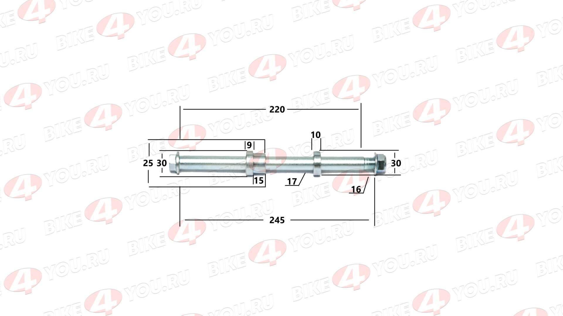 Ось и втулки заднего колеса XR250 LITE